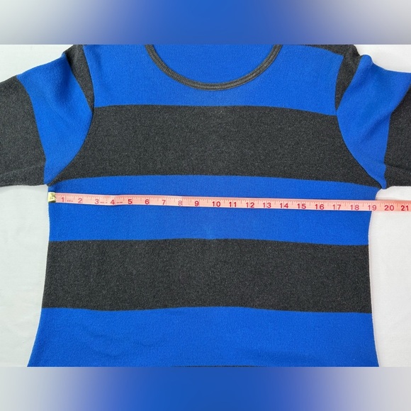 Joan Vass Vintage Blue and Gray Striped Crewneck Sweater Long Sleeved Sz Large - Picture 6 of 7